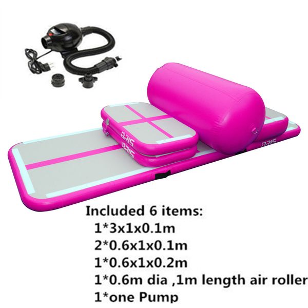 

a set(include 6 pieces) air floor gymnastics air mat inflatable air track inflatable airtrack come with a pump