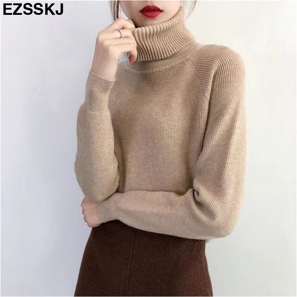 

women sweaters loose 2018 autumn winter pullover pull femme side split high neck knitted sweater thick jumper big size, White;black