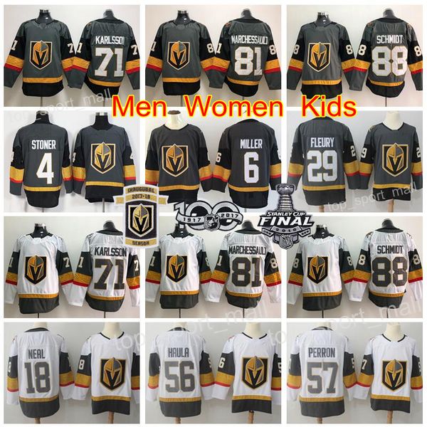 

2018 Stanley Cup Finals Vegas Golden Knights 71 William Karlsson Jerseys Nate Schmidt Jonathan Marchessault David Perron James Neal Hockey