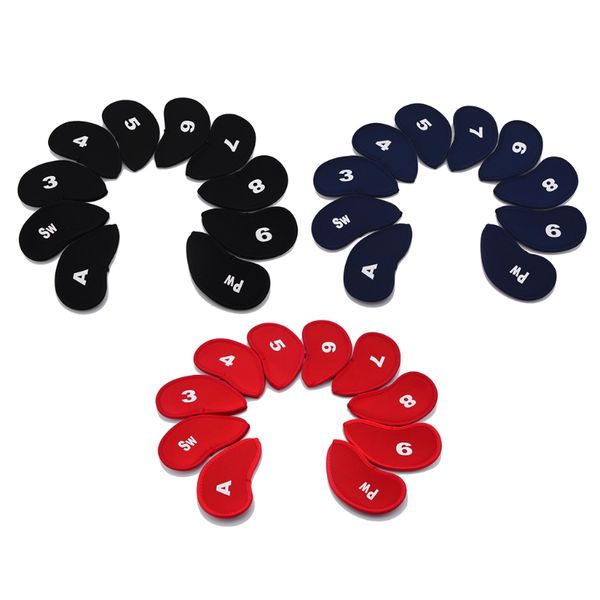 

10pcs/set golf head covers club iron putter cover protector neoprene headcovers 3 color