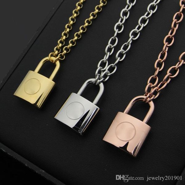 

316l stainless steel v letter lock crude necklace fashion love necklace never fade wholesale price brand jewelry