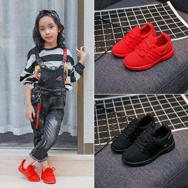 

2019 Spring Kids Shoes Children Knitted Fabric Breathable Running Shoes Mesh Casual Girls Designer Boys Sport Shoe Non-slip Kids Sneakers