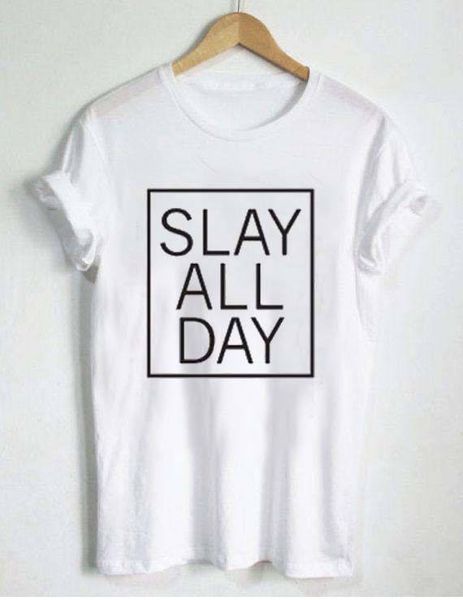 

skuggnas slay all day white tee short sleeve fashion casual tee slay tumblr t shirt casual