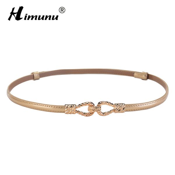

himunu fashion painting genuine leather belt for women thin waist women belt for dress gold buckle leather belts, Black;brown