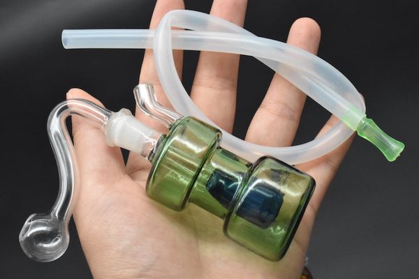 MINI Portatile Carino mini vetro Bong Inline Perc Catchers di cenere di vetro Bong Vortex Lucido Oil Rig Tubi per fumatori d'acqua con ciotola e tubo flessibile