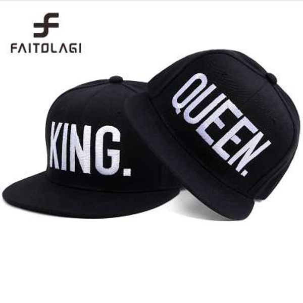 

1pc king queen embroidered snapback caps lover men women baseball cap black hip hop cap snapback hats,chapeau bone masculino, Blue;gray