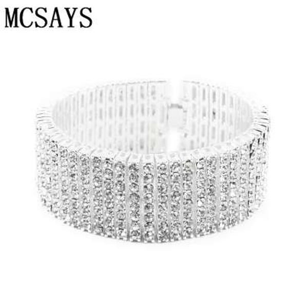 

mcsays men's 8 row gold-color clear crystal cz iced out hip hop bling bracelet 8 inches 3 colors 4gm, Black