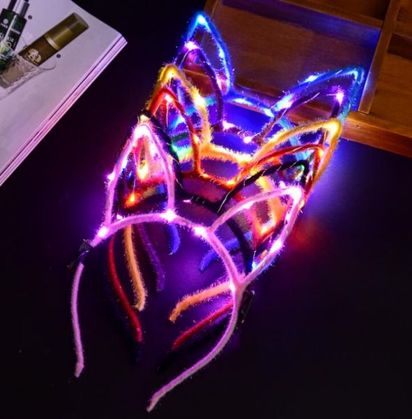 LED Işık Up Parlayan Tavşan Kulak Bandı Tavşan Kadın Kız Yanıp Sesli Meşber Paskalya Cosplay Giydirme Sahne Noel Saç Bandı Saplama