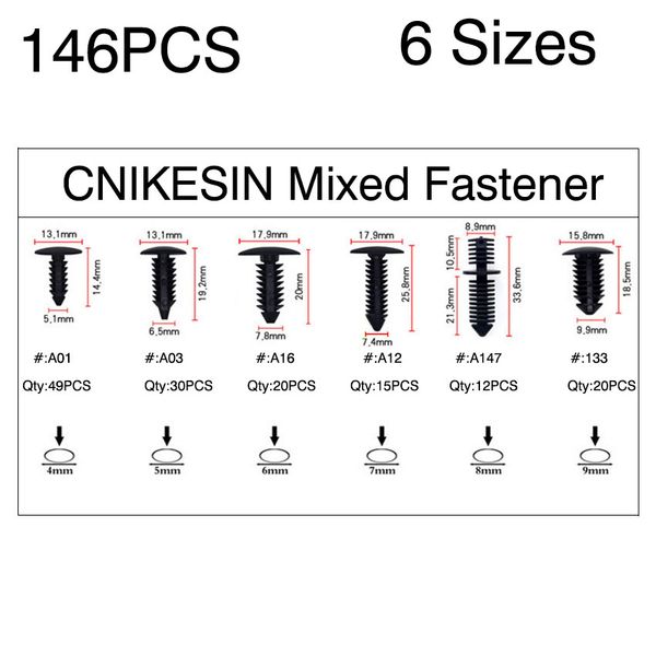 

бесплатная доставка 146 шт. 6 видов универсальный смешанный потолок автомобиля фиксированный зажим заклепки багажник фиксированной зажим кре
