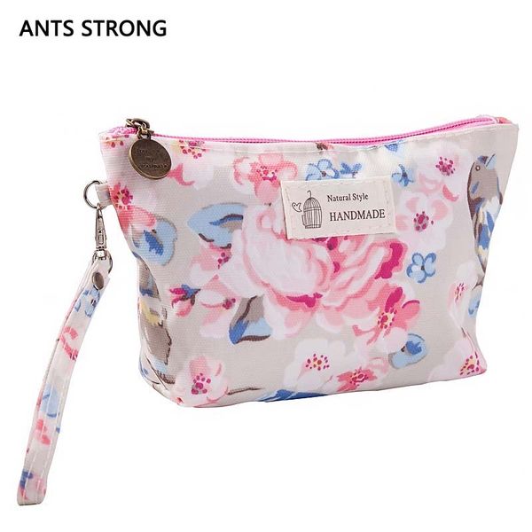 

ants strong fashion floral print cosmetic bag/ladies travel organizer makeup bags necessarie waterproof toiletry bag pouch