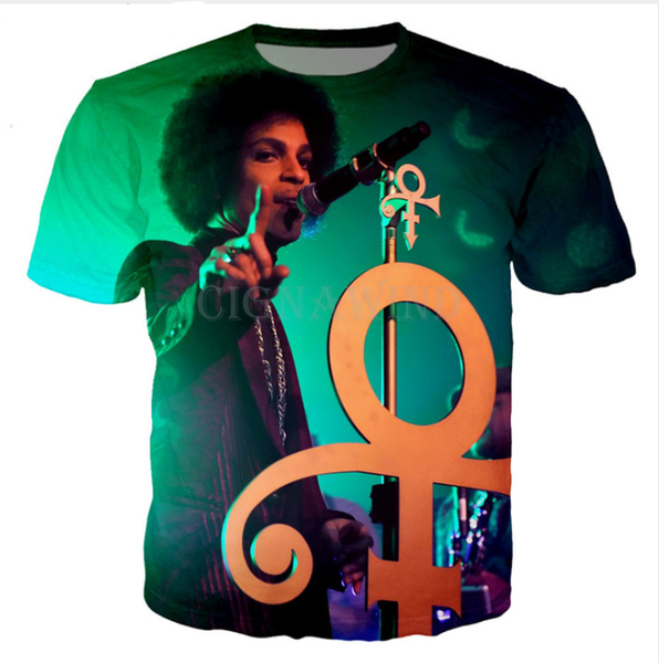 

wholesale-fashion mens/womens summer style american singer prince roger nelson funny 3d print casual t-shirt dxr00246, White;black