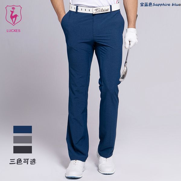 

lucxes new golf pants men clothing straight elastic ventilated korean design polyester quick dry 103, Gary;green