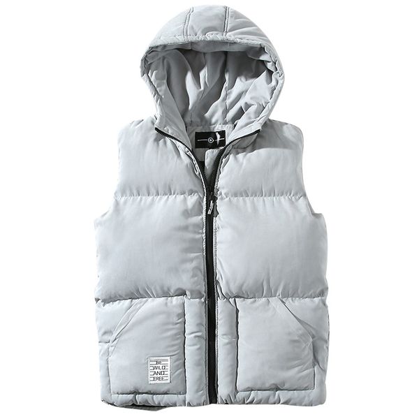 

winter cotton padded hoodies vest coat men thick vest pocket parka coat male quilted winter, Black;white