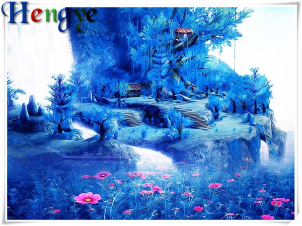 

diy diamond painting cross stitch kit rhinestone full square&round diamond embroidery landscape blue forest home mosaic decor gift yx2517