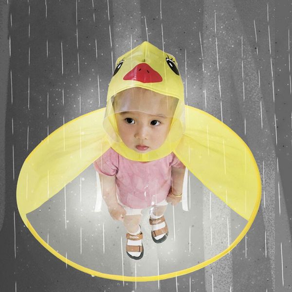 

children's raincoat rain cover for kids rainwear cute yellow duck raincoat ufo umbrella poncho waterproof children's rain coat, Red;brown