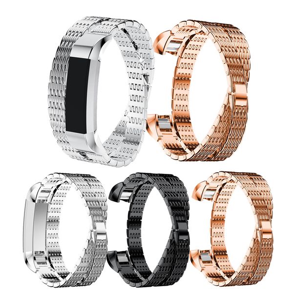 

silver double link stainless steel wrist strap for alta hr bands smart bracelet wearable chain fashion watchstraps, Black;brown