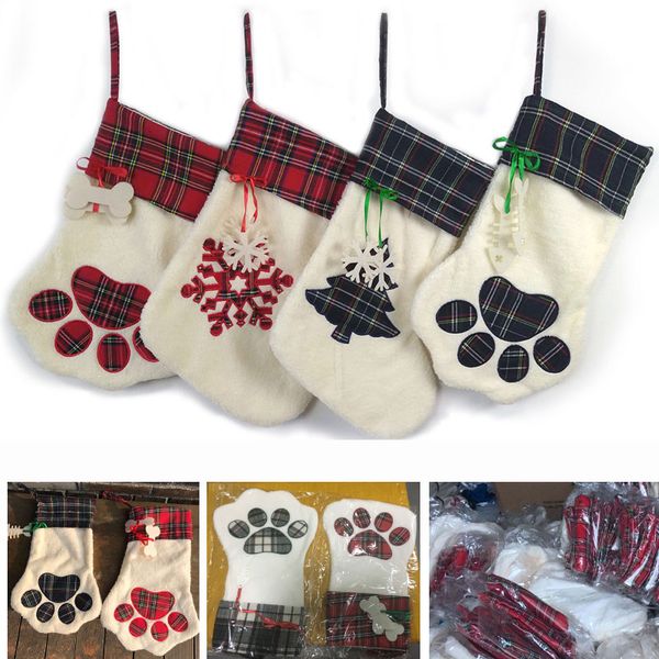 

christmas decorations pet animal pendant decoration for dog paw snowflake trees stocking socks gift wrap bags xmas home decor hh7-1370