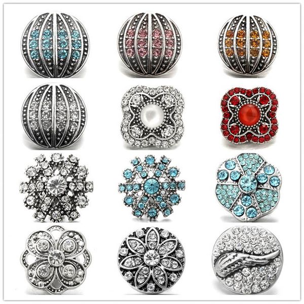 

inlay crystal rhinestone wing snap buttons 18mm metal flower decorative button charms for diy snap jewelry findings