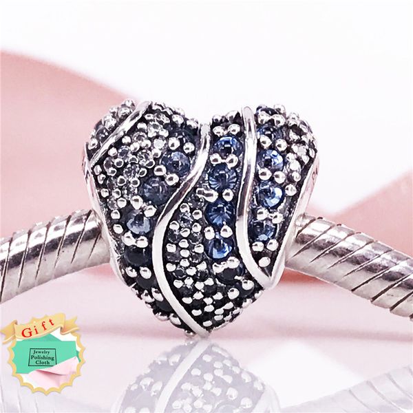 

aqua heart charm authentic 925 sterling silver clear cz beads fits snake bracelets diy fine jewelry 797015nabmx charm, Black