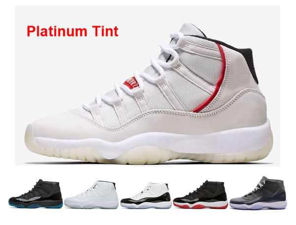 

11 xi 11s platinum tint men basketball shoes designer cap and gown prom night gym red bred barons concord 45 cool grey mens