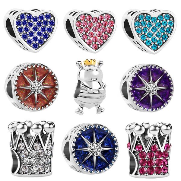 

Free shipping Europe 925 Silver Fascinating Starlight Crown heart alien ant kingdom bead charms fit original pandora bracelet diy jewelry