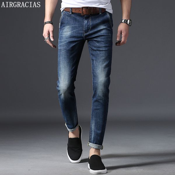 

airgracias 2018 new men jeans business casual blue jeans stretch cotton denim pants trousers classic man jean plus size 28-38