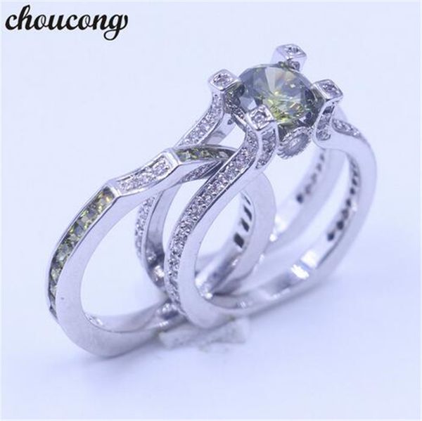 choucong donna set da sposa da sposa anello oliva diamante 925 anelli di fidanzamento in argento sterling per donna uomo regalo