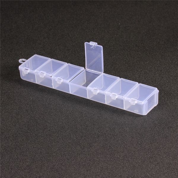 

transparent 7 cells/slots/grids plastic storage jewelry case box organizer for jewelry making accessories wholesale f2933, Black;white