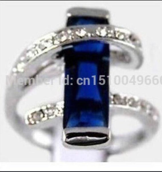 

>>beautiful silver plate blue crystal ring 7 8 9#
