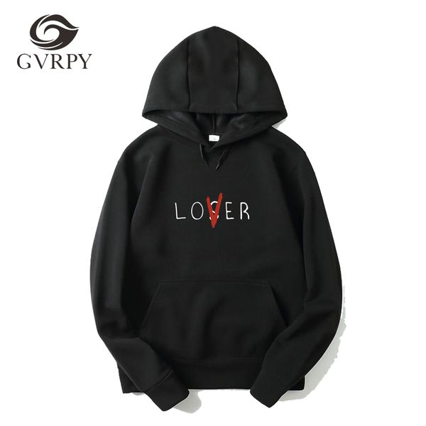 

2018 winter autumn lover and loser printed hoodies men womens harajuku hip hop hoodie lover or loser novelty female male hoodies, Black