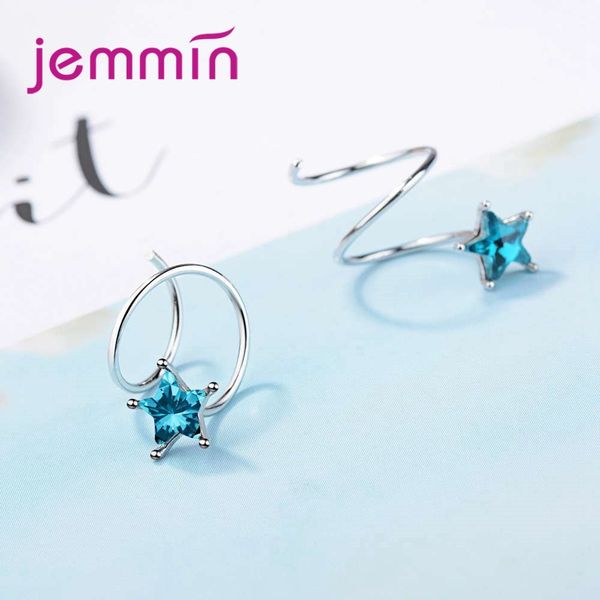 

jemmin unique design rotate earrings korean style austrian crystal shiny anel mujer trendy gift 925 sterling silver women jewelr, Golden;silver