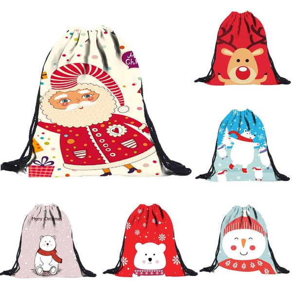 

fasjopm drawstring bag 3d digital printing draw pocket christmas cute bear backpack shoulder bag a40