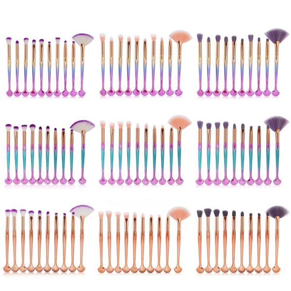 

maange 10pcs makeup brushes set soft eyes shadow brow blush powder lip concealer blending cosmetic make up brush beauty tool kit