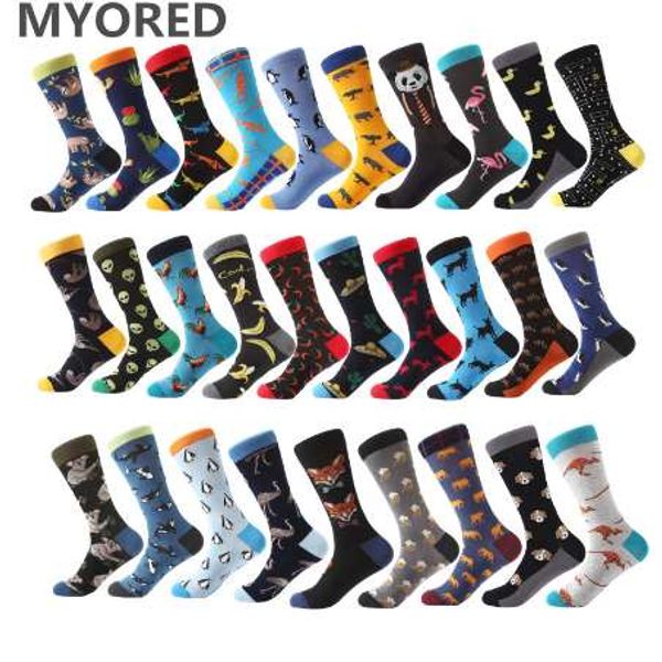 Myed New Mens Meias Mulheres Animal Alien Chili Bigode Sloths Novidade Meia Algodão Engraçado Meias Engraçado Meias Grandes Crew Socks