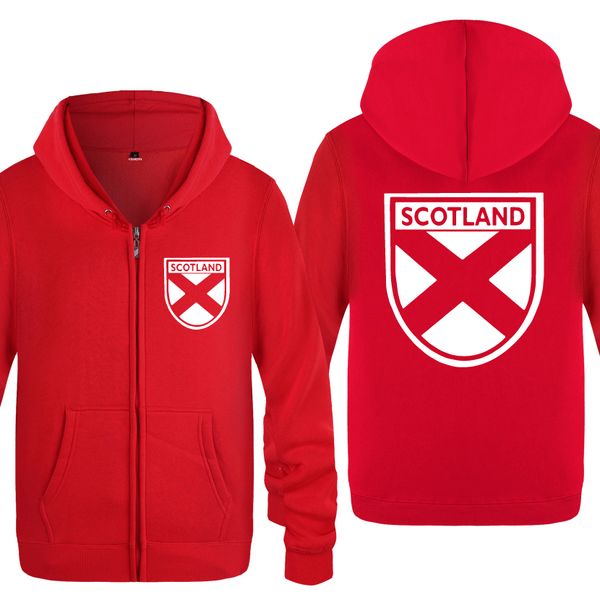 

scottish flag scotland hoodies men 2018 men's fleece zipper cardigans hooded sweatshirts, Black