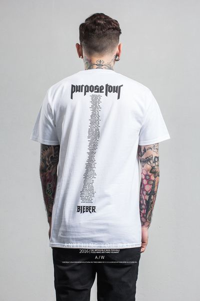 

STAFF Men Summer Clothing T-shirts Fashion Wear Male Biber Tour Letters Printed Black White Tees Short Sleeved Tops