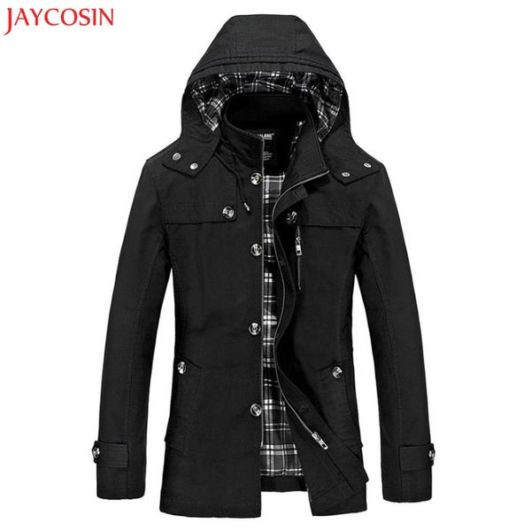 

jaycosin men winter warm long sleeve jacket overcoat outwear slim long trench zipper buttons daily coat khaki/black/yellow z1005