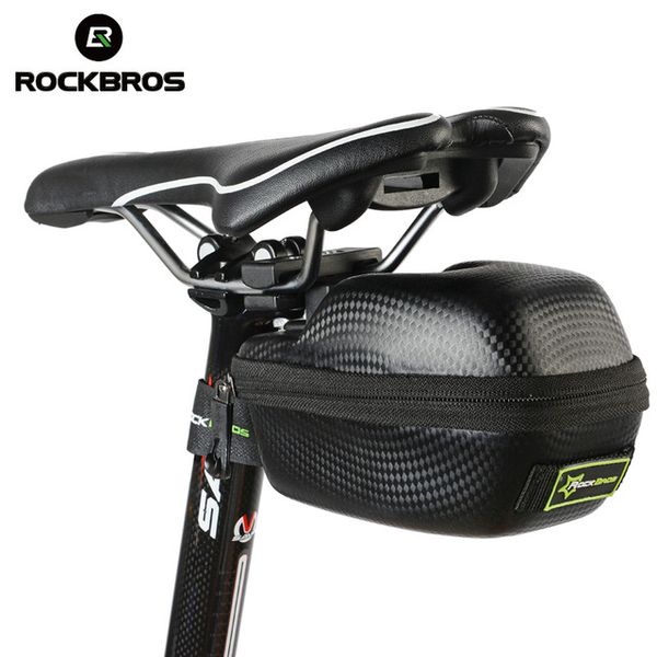 

rockbros bicycle rear saddle bag pu leather carbon fiber waterproof mtb road bike seatpost riding accessories portable bike bags