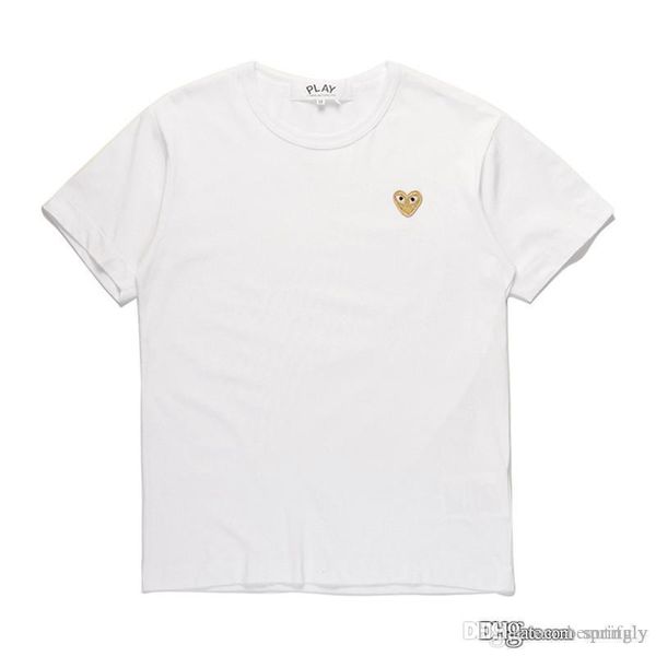 

2018 COM AAA Качество Мужчины Женщины Черный CDG Вышитые футболки с одиночным сердцем с