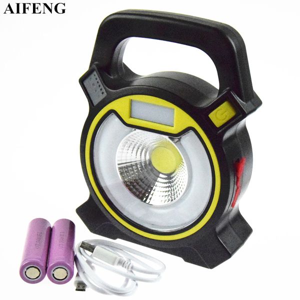 

aifeng 30w cob portable spotlight 2400lm lantern searchlight+2x18650 battery usb rechargeable 4 modes camping portable spotlight