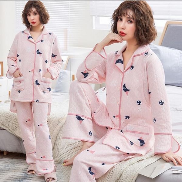 

cotton maternity nightgown breastfeeding pajamas sleepwear for pregrancy thicken warm month clothes a163, White