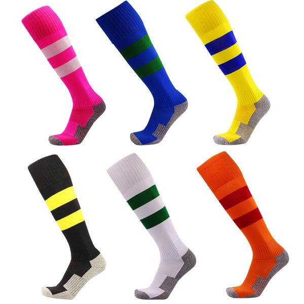 Rayures blanches sur noir Chaussettes de Tube de Sport// Athl/étique football soccer de Haut de Genou