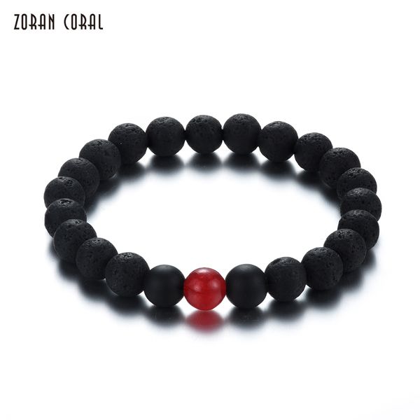 

zoran coral black lava stone beads bracelet 2018 trendy charm bracelet for men or women jewelry pulseira hombres