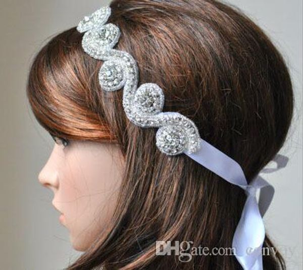 Baby Girl Rhinestone Headbands Kids Bride Wedding Shiny White