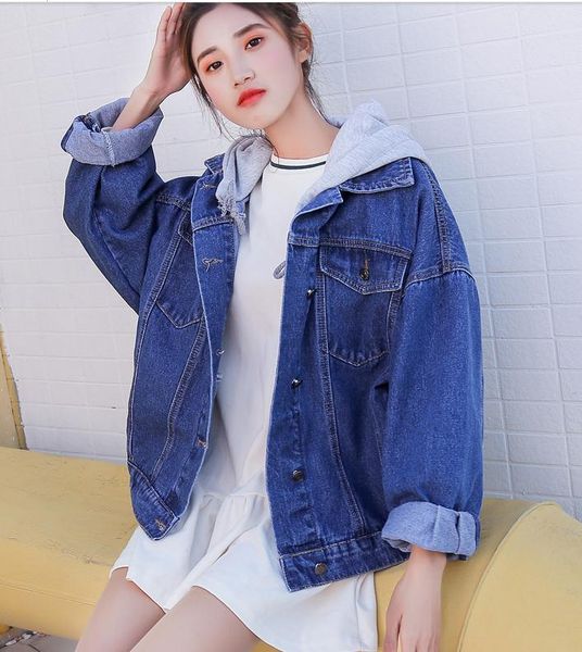 

send spring 2018 new style korean loose and comfortable cowboy coat female hooded arder thin section jacket, Black;brown
