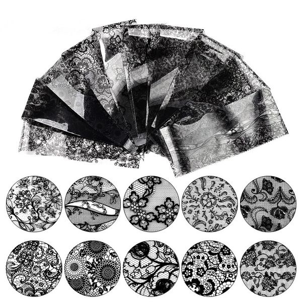 

the black lace pattern holographic nail sticker transfer sticker manicure nail art decoration