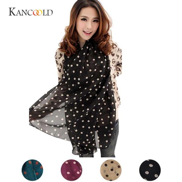 

kancoold silk scarf shawl women unique style long wrap shawl polka dot chiffon scarf scarves stole gloves feb12, Blue;gray