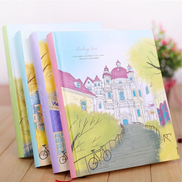 

36k cute color pages hardcover thick notebooks office school personal agenda organizer diary planner kawaii stationery notepad, Purple;pink