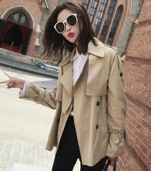 

короткий дизайн высокая уличная мода свободные женщины осень куртки высокое качество стильные женские пальто am124, Black;brown