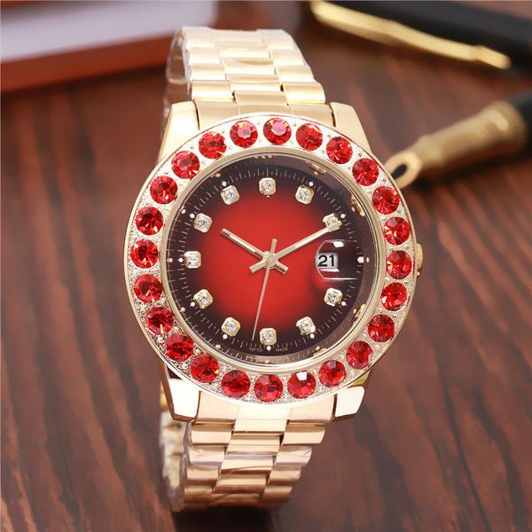 

Relogio Gold Роскошные Мужские Часы со Льдом Мужские Брендовые Часы День Дата Президен